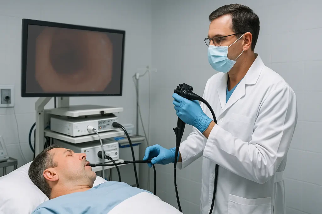 exame de endoscopia com biópsia e teste de urease